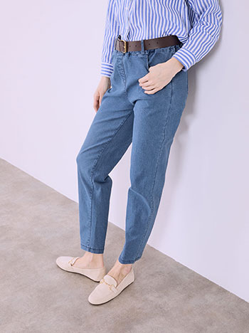 Jeans with elastic waistband in blue