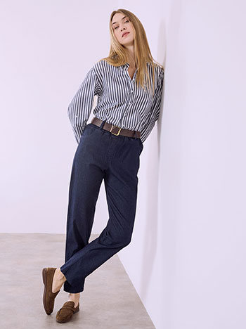 Jeans with elastic waistband in dark blue