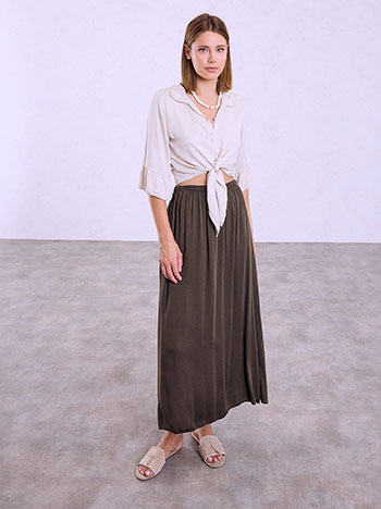 Maxi viscose skirt in brown
