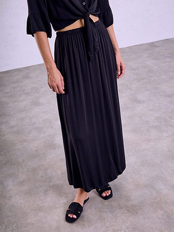 Maxi viscose skirt in black
