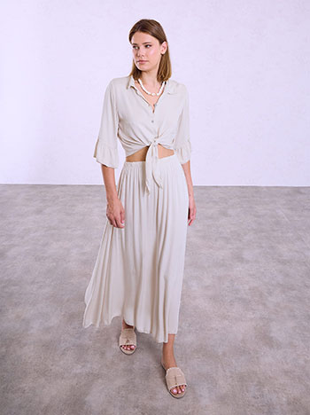 Maxi viscose skirt in beige