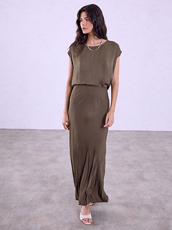 Maxi viscose skirt in brown