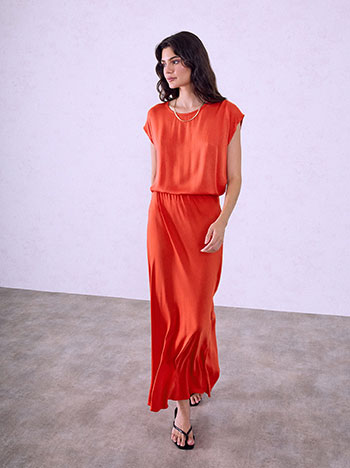 Maxi viscose skirt in light red