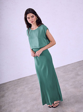 Maxi viscose skirt in teal
