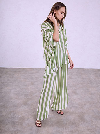 Printed viscose shirt in khaki