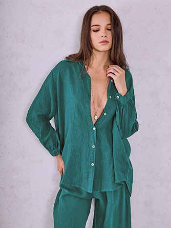 Monochrome linen shirt in teal