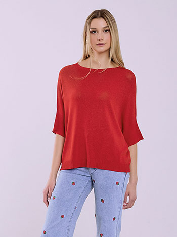 Μπλούζα με λεπτή πλέξη σε κόκκινο