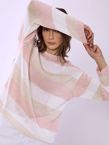 Πουλόβερ με ρίγες σε ροζ