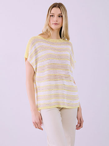 Μπλούζα πλεκτή διάτρητη σε κίτρινο
