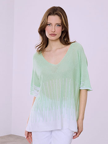 Μπλούζα πλεκτή oversized σε φυστικί