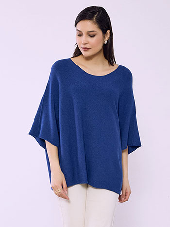 Πουλόβερ με τρία τέταρτα μανίκι σε μπλε ηλεκτρίκ