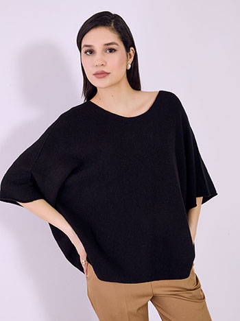 Πουλόβερ με τρία τέταρτα μανίκι σε μαύρο