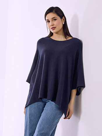 Πουλόβερ με τρία τέταρτα μανίκι σε σκούρο μπλε