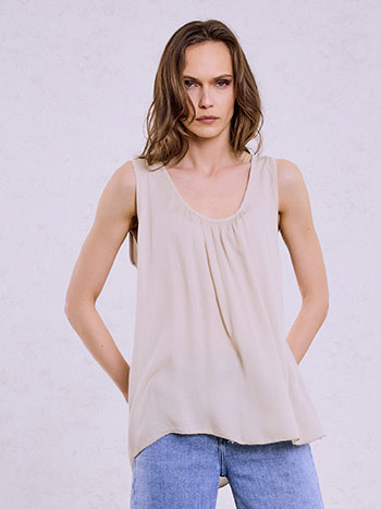 Μπλούζα αμάνικη μονόχρωμη σε μπεζ ανοιχτό