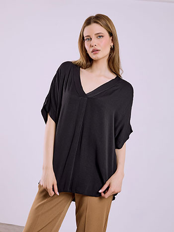 Μπλούζα μακριά απο βισκόζη σε μαύρο