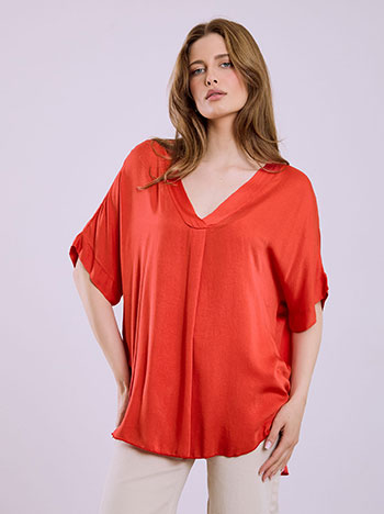 Μπλούζα μακριά απο βισκόζη σε κόκκινο