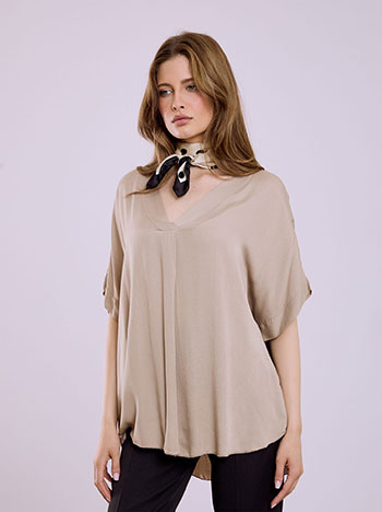Μπλούζα μακριά απο βισκόζη σε καφέ ανοιχτό