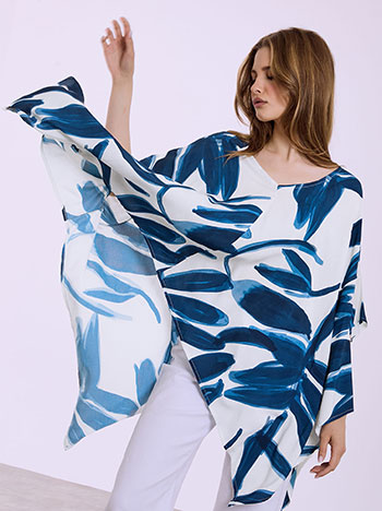Printed viscose top in blue
