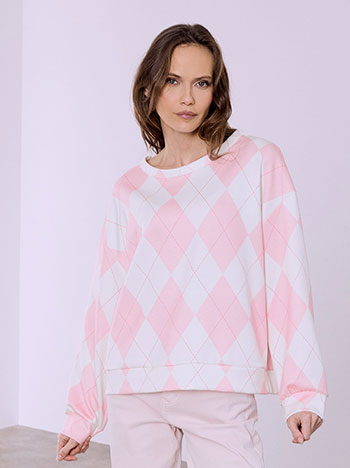 Μπλούζα με ρόμβους σε ροζ