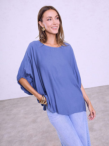 Μπλούζα απο βισκόζη oversized σε μπλε