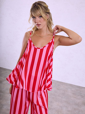 Striped viscose top in pink