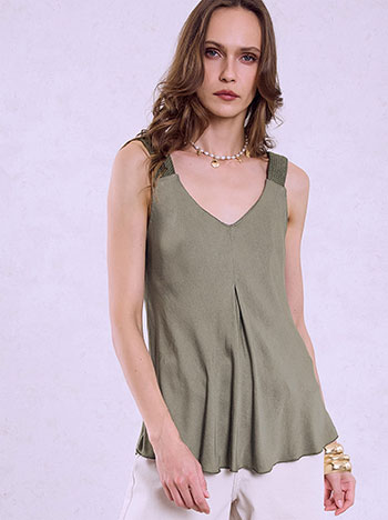 Top with braided straps in khaki