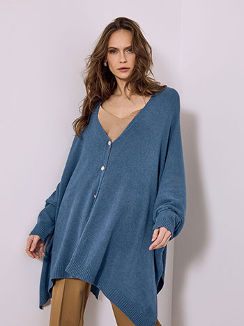 Cardigan asymmetric oversized in rough blue