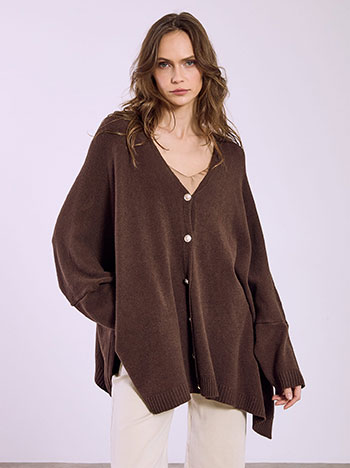 Cardigan asymmetric oversized in brown