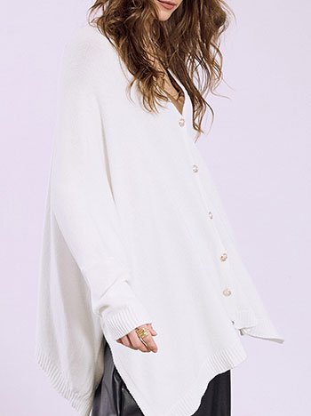 Cardigan asymmetric oversized in white