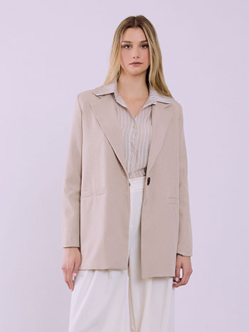 Σακάκι μονόχρωμο σε καφέ ανοιχτό