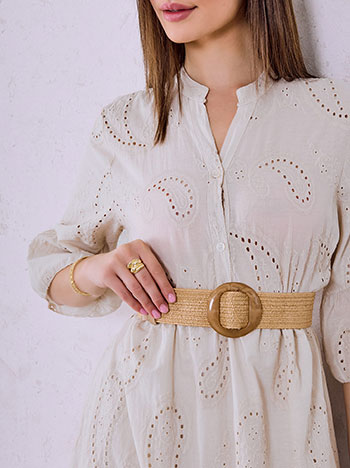 Φόρεμα βαμβακερό κεντητό σε μπεζ