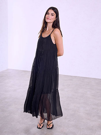 Ruched maxi dress in black