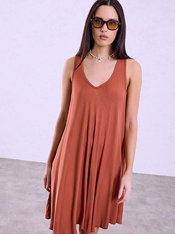 Viscose monochrome dress in terracota