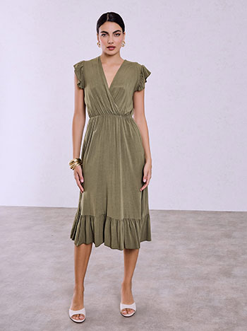 Dress viscose in khaki