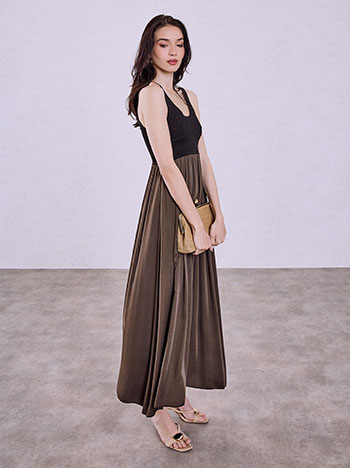 Knit top dress in brown