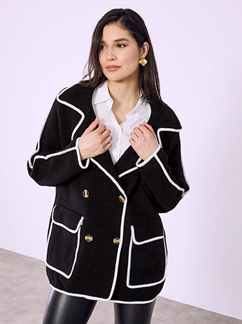 Παλτό με γιακά σε μαύρο