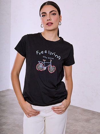 T-shirt with beads in black