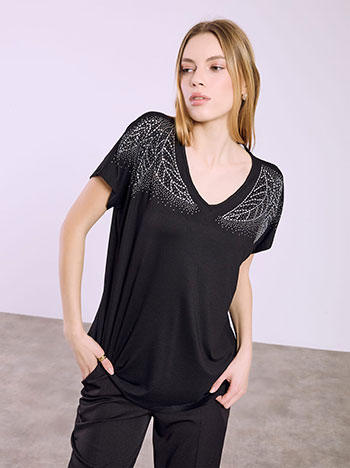 Top with strass in black