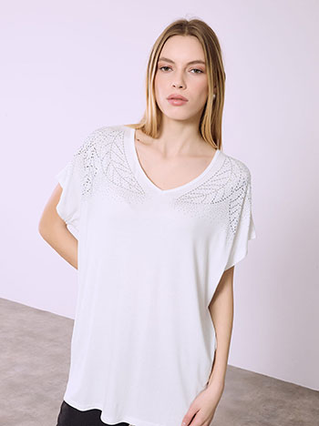 Top with strass in white