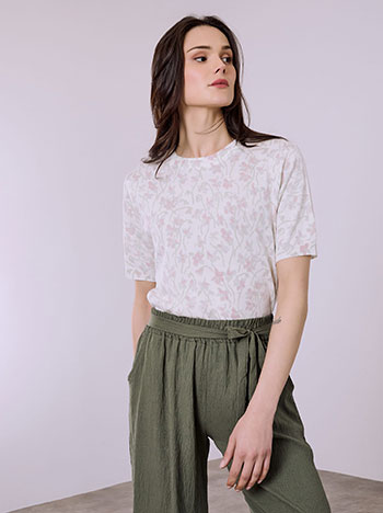 Μπλούζα απο βισκόζη με λουλούδια σε σάπιο μήλο