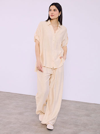 Shirt and trousers with viscose set in light beige