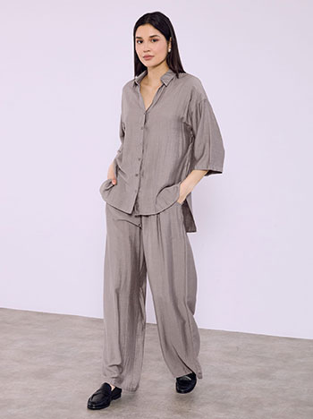 Shirt and trousers with viscose set in grey