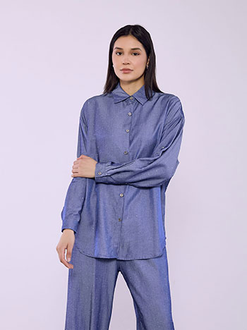Shirt and trousers denim like set in blue