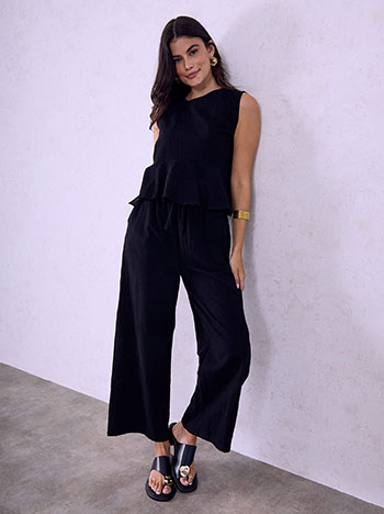 Set top and trousers with linen in black