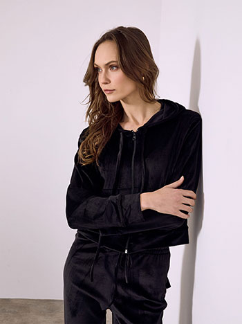 Set velvet with cardigan and trousers in black