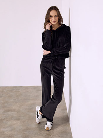 Set velvet with cardigan and trousers in black