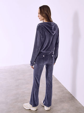 Set velvet with cardigan and trousers in dark blue