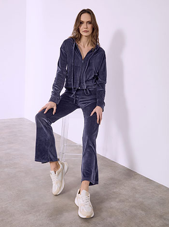 Set velvet with cardigan and trousers in dark blue