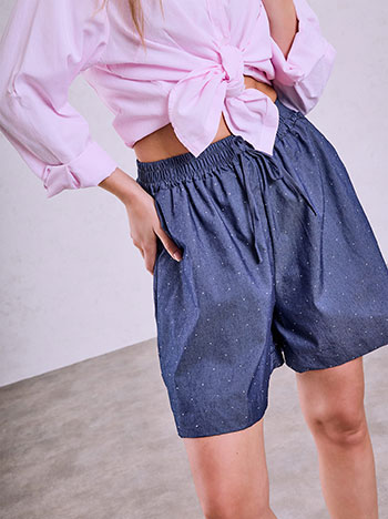 Σορτς denim με strass σε σκούρο μπλε