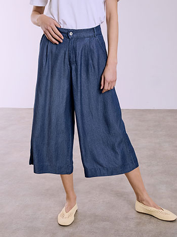 Cotton culottes in indigo